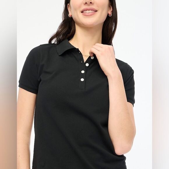 J Crew Factory Pique Polo Size Small in Black NWT - Picture 2 of 7